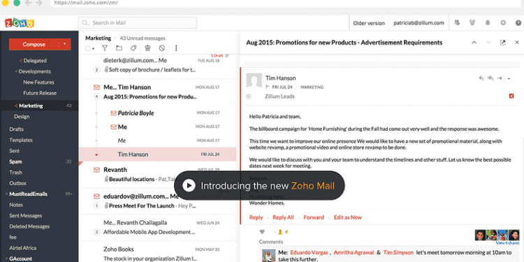 zoho mail client